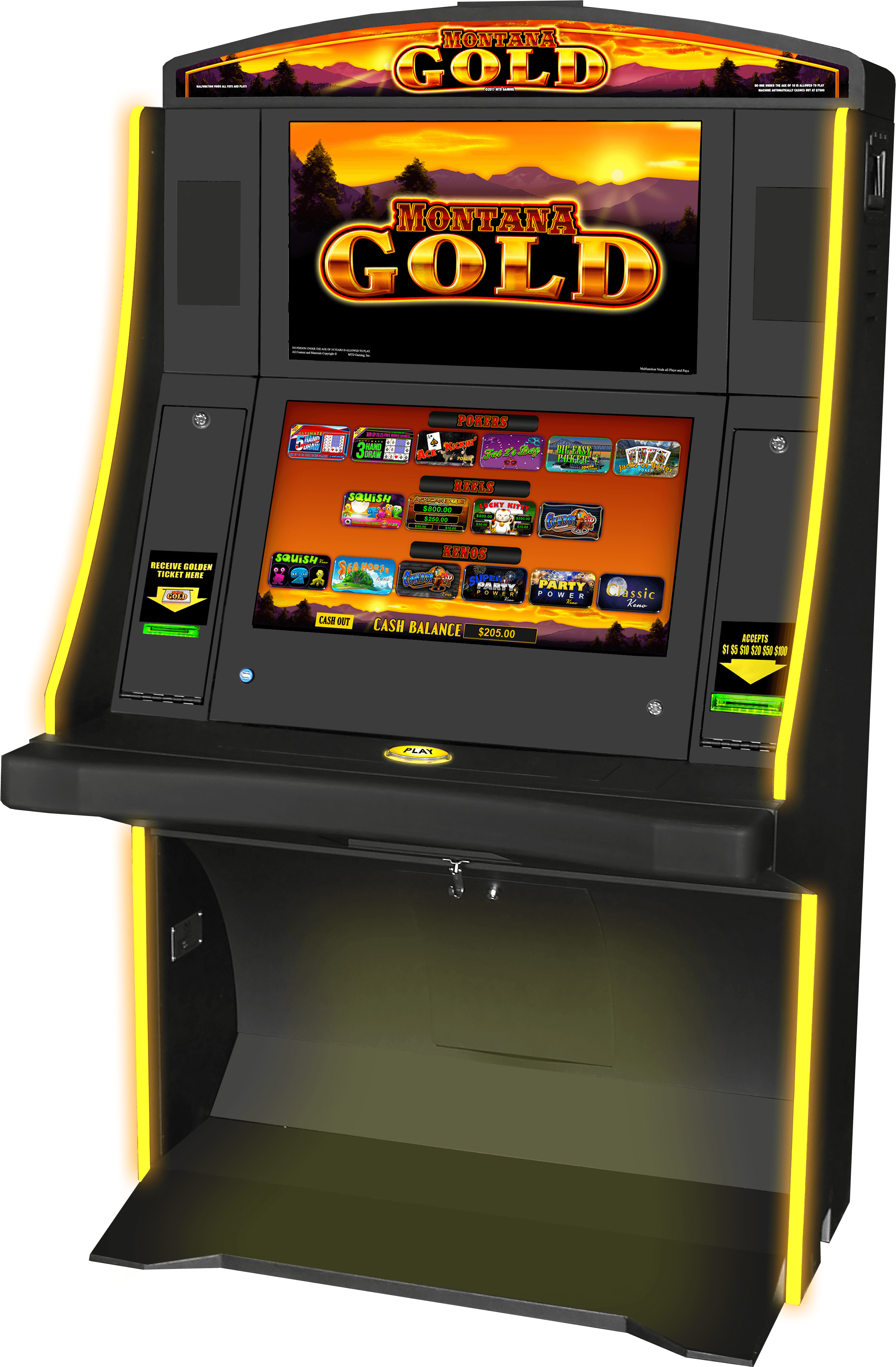 Mt Gold Left Facing - Montana Video Poker (2912x4120), Png Download