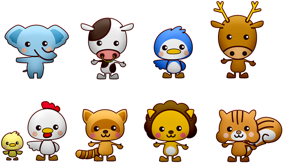 Kawaii Animals, Deer, Cow, Cat, Mammal, Nature, Animals - Imagenes Kawaii De Animales (960x555), Png Download