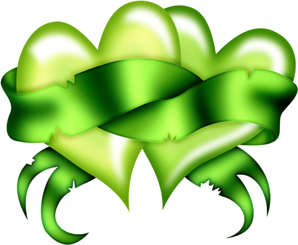 Lime Green Ribbon & Hearts - Clipart Green Hearts (638x535), Png Download