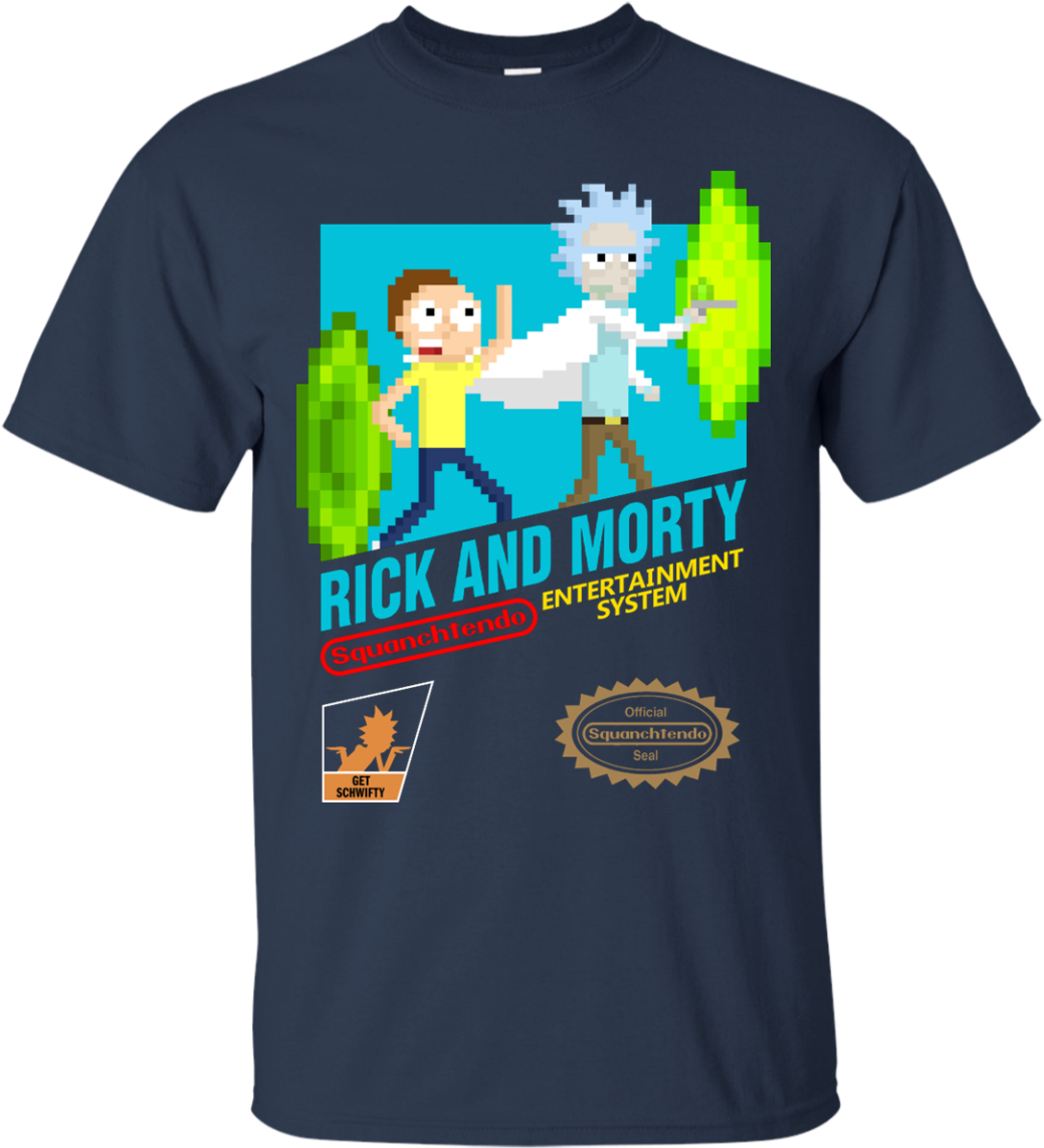 Rick And Morty Nes Cartridge With Logos T-shirt - Rick And Morty Nes (1024x1024), Png Download