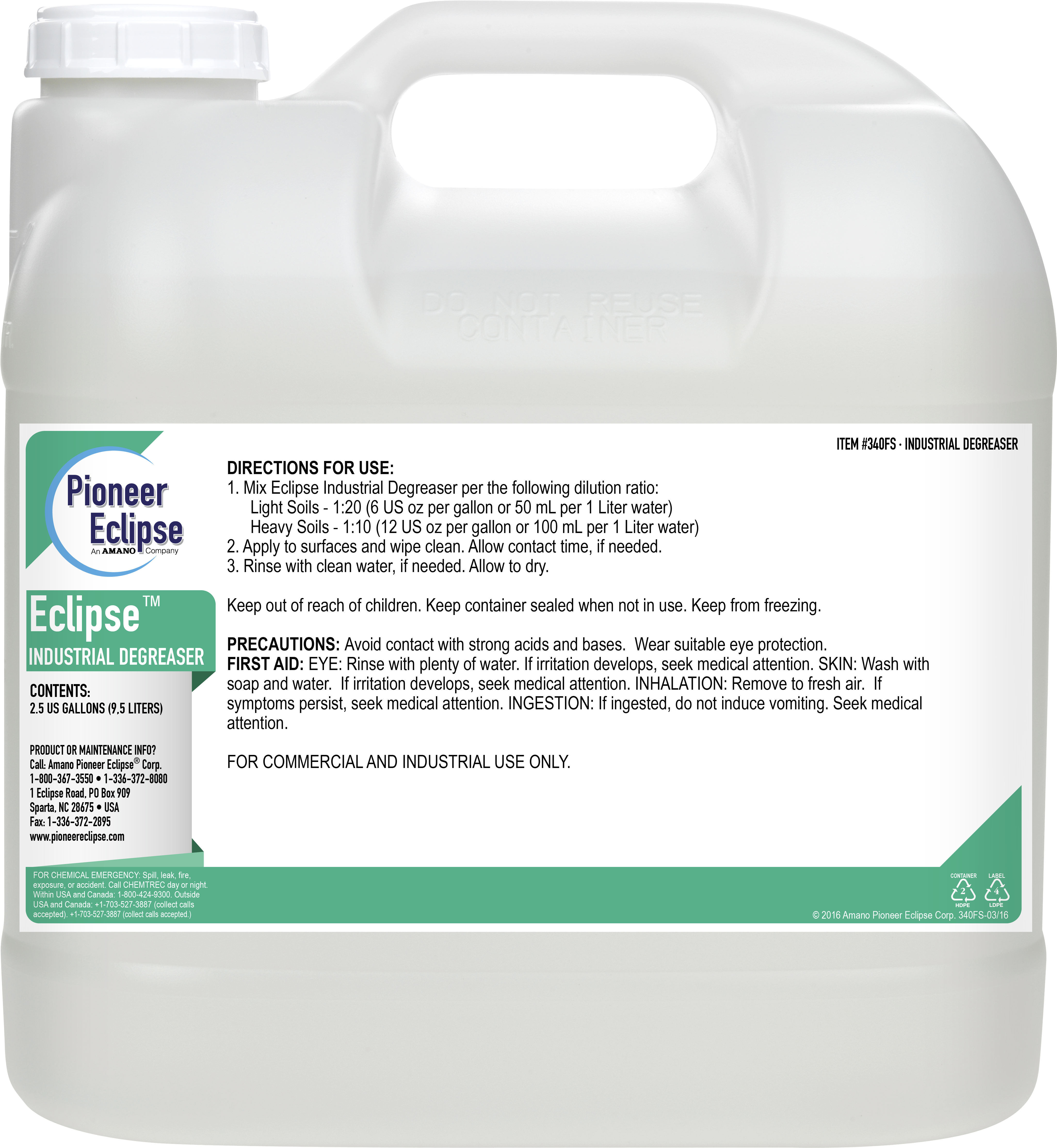 340 Fs Eclipse Industrial Degreaser High Resolution - Label (4988x5468), Png Download