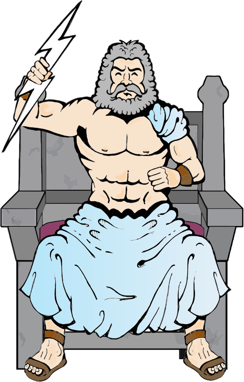 Zeus By Overjupiter - Zeus With Thunderbolt Drawing (503x786), Png Download