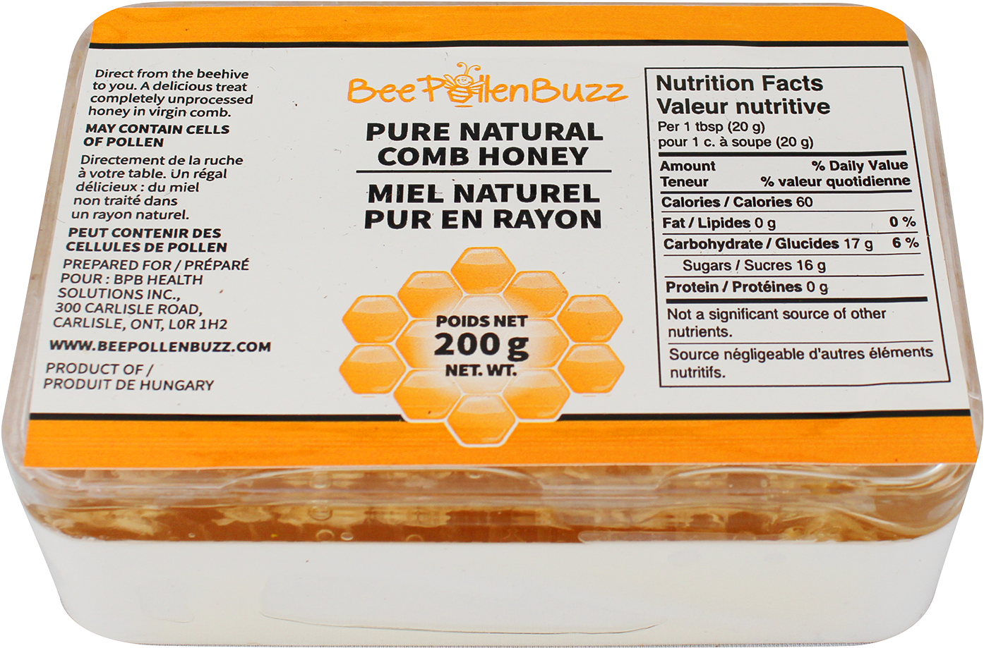 Bee Buzz Honeycomb 200 G - Processed Cheese (1500x1043), Png Download