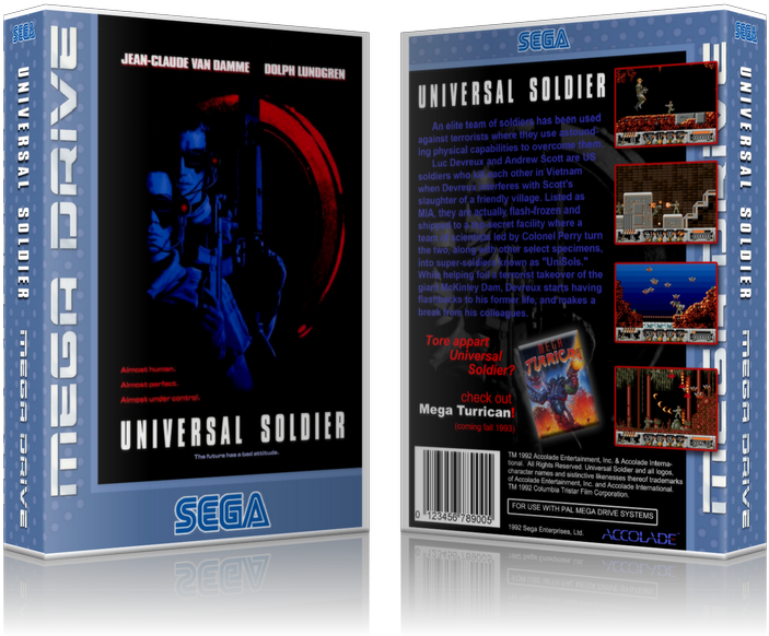Sega Genesis Universal Soldier Sega Megadrive Replacement - Universal Soldier Mega Drive (800x650), Png Download