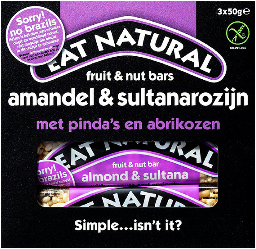 Almond & Sultana With Peanuts And Apricots - Eat Natural (1080x1080), Png Download