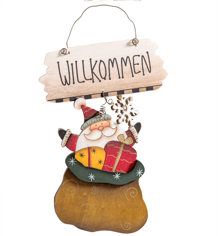 Door Sign Santa Claus "welcome" - Cartoon (1000x1000), Png Download
