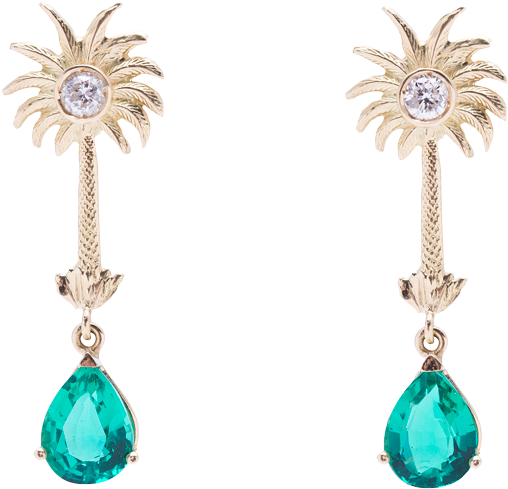Palmeras Y Esmeraldas - Earrings (1000x668), Png Download