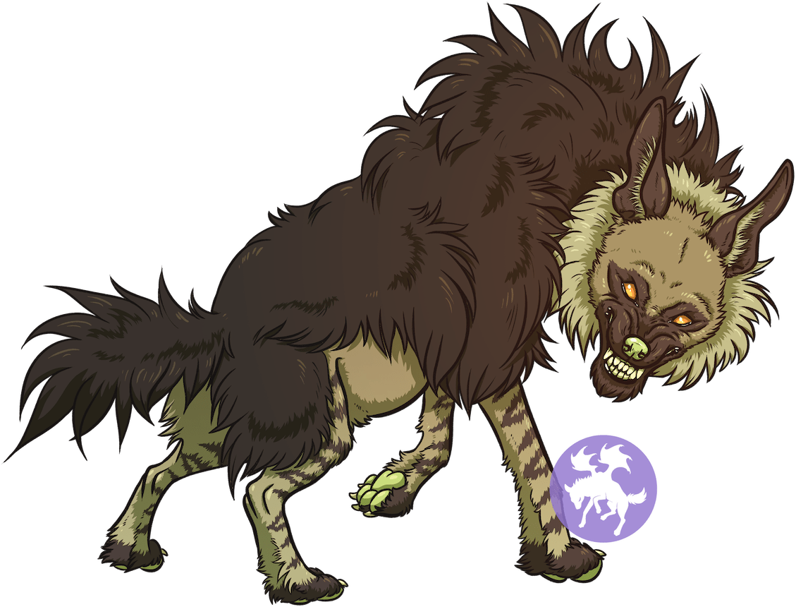 Sticker Snarly Brown Hyena - Cartoon (1158x906), Png Download