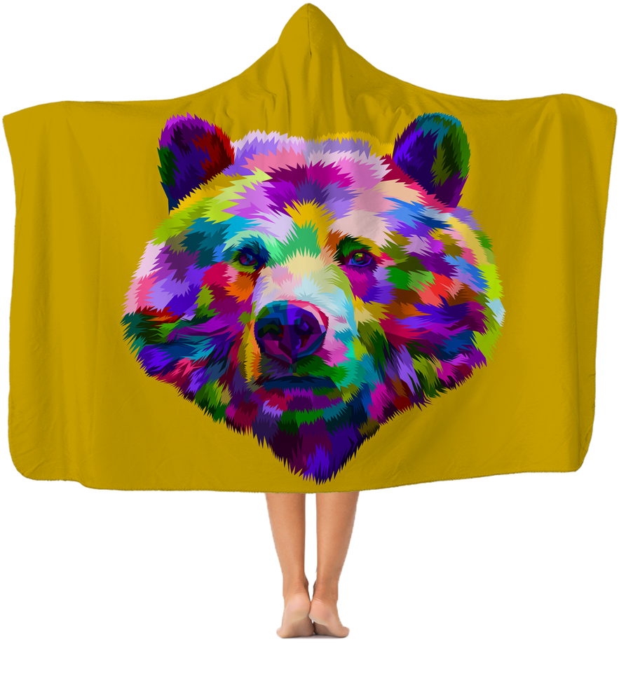 Bear Rainbow Classic Adult Hooded Blanket - Pop Art Bear (1024x1024), Png Download