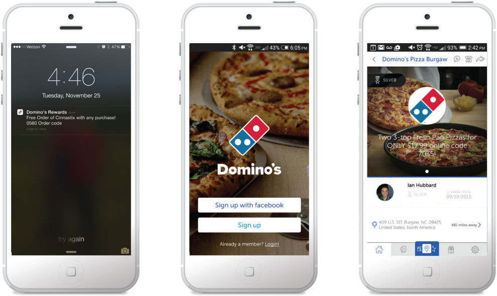 Domino's Rewards App - Iphone (1024x607), Png Download