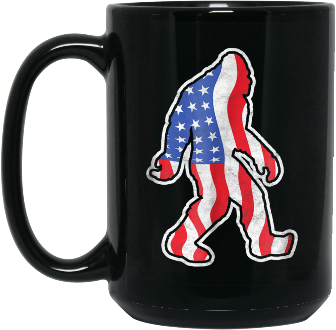Bigfoot Sasquatch Fourth Of July Usa Flag Vintage 15 - Mug (1155x1155), Png Download