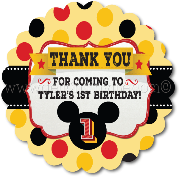 Mickey Mouse Birthday Favor Tag (612x612), Png Download