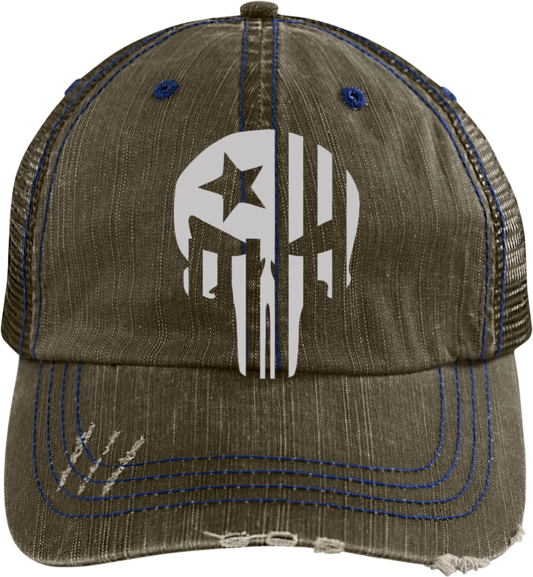 Punisher Skull Flag Distressed Cap Hat - Baseball Cap (1155x1155), Png Download