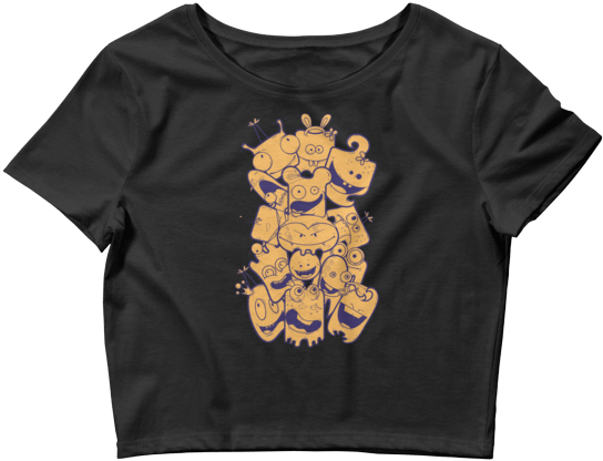 Women's Funny Emoji Faces Crop Top - T-shirt (600x600), Png Download