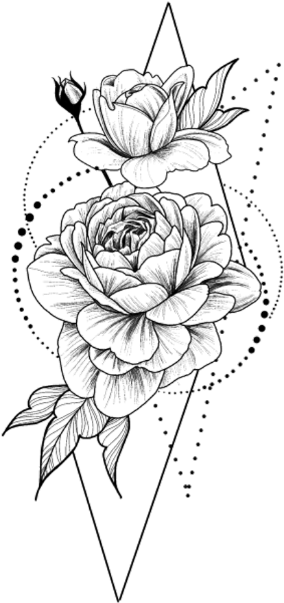 Stickers Png Blackandwhite Flower Flowers Rose Roses - Dessin Rose Tattoo Geometrique (1024x1024), Png Download