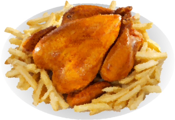 Quarter Note Png Amp Quarter Note Transparent Clipart - Roast Chicken With Chips (650x488), Png Download