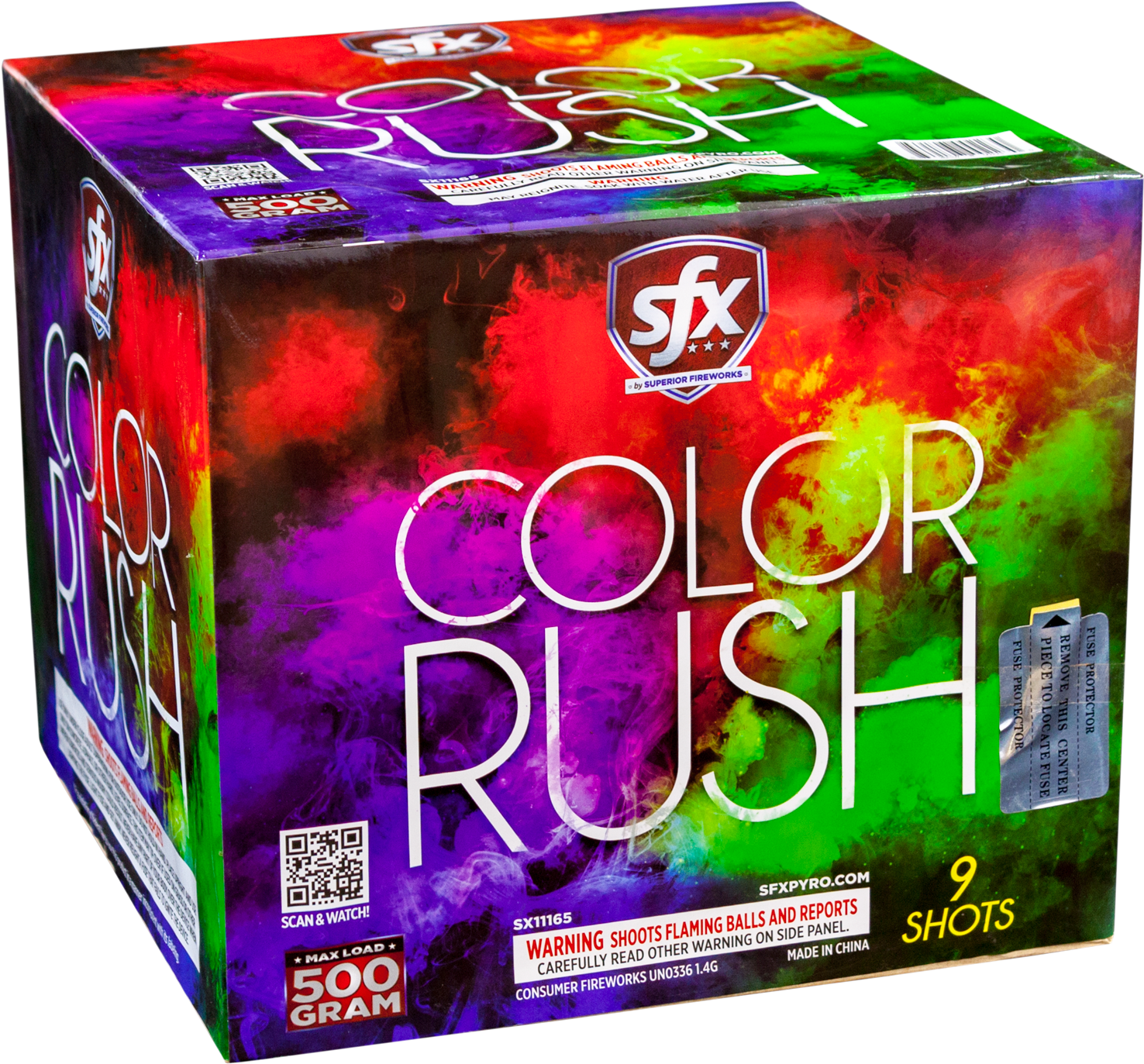 Color Rush, 500g Repeaters, Sfx Fireworks - Box (1500x1500), Png Download