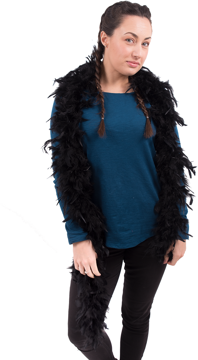 Black Feather Boa - Girl (800x1268), Png Download