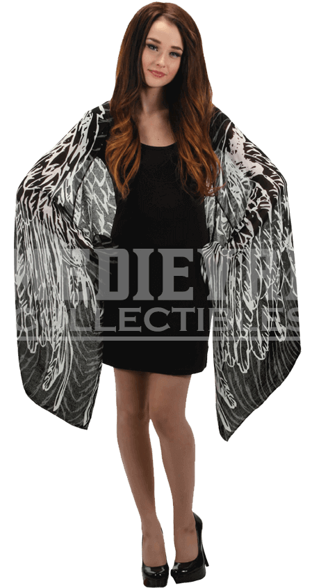 Lightweight Black Feather Wing Scarf - Fashion Model (850x850), Png Download
