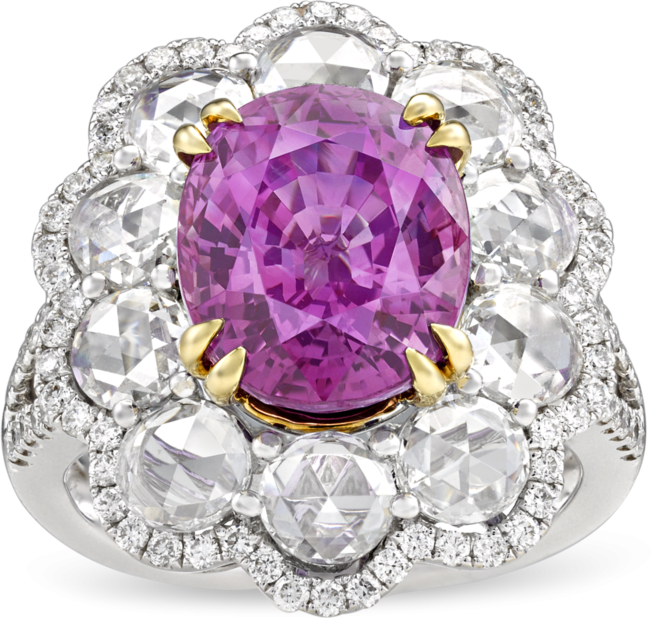 Boysenberry Pink Ceylon Sapphire Ring, - Diamond (3200x2560), Png Download