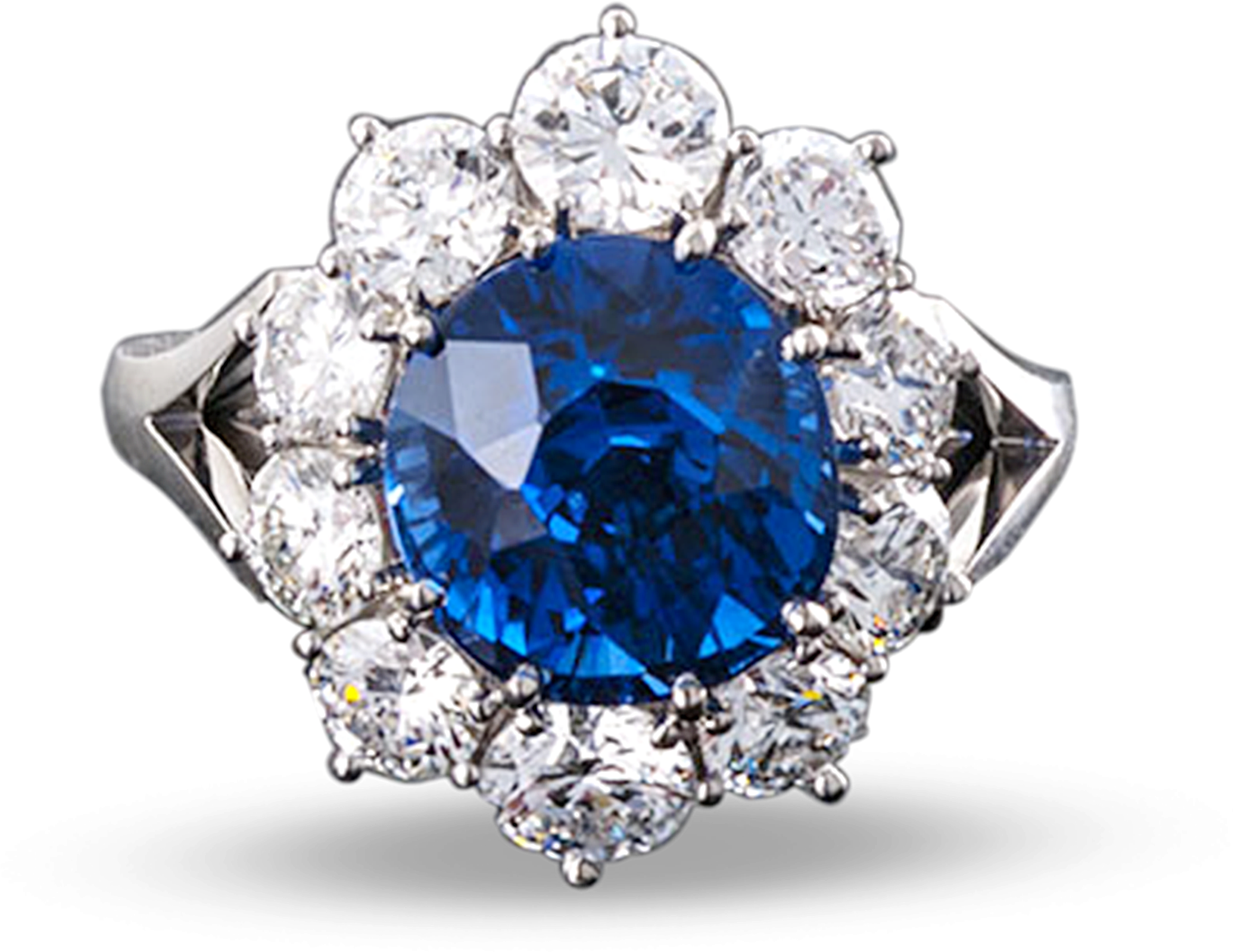 Untreated Burma Sapphire Ring, - Diamond (2500x2000), Png Download