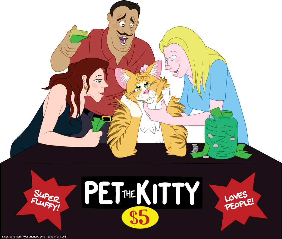 Pet The Kitty - Cartoon (935x816), Png Download