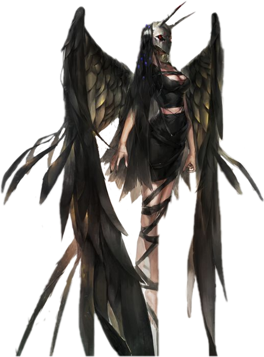 Demon Girl Demon Anime Sticker Vajola Png Anime Girl - Fallen Angel Anime Girl (520x704), Png Download