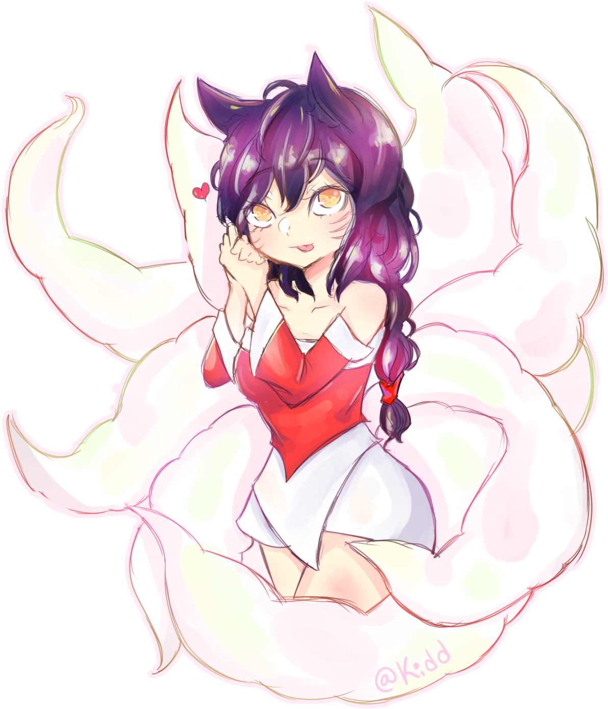 Ahri Art - Cartoon (1280x1446), Png Download
