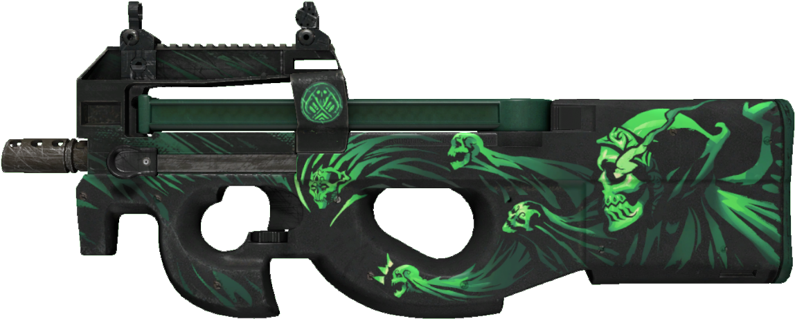 P90 Grim Green - Cs Go P90 Grim (1179x495), Png Download