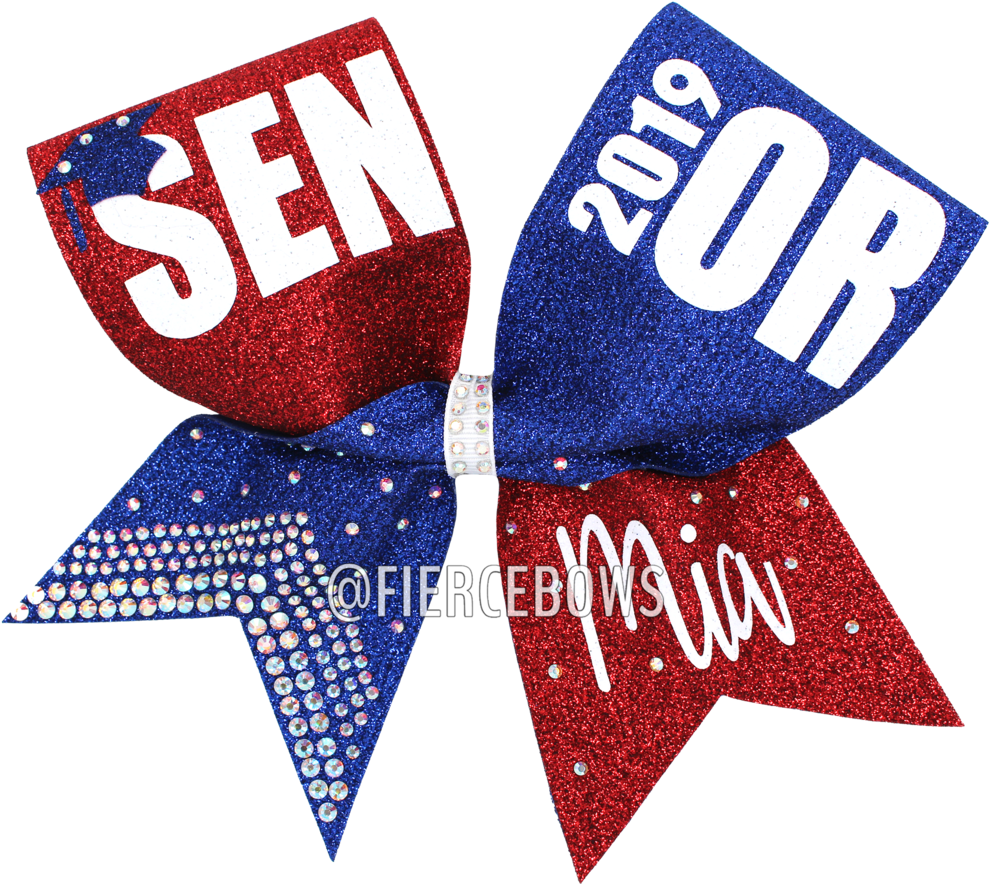 Senior Three Color Glitter And Rhinestone Bow - Label (1024x1024), Png Download