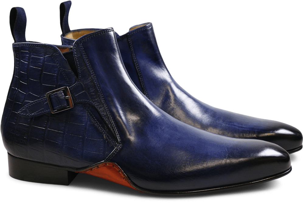 Ankle Boots Ethan 16 Big Croco Mid Blue Elastic Navy - Leather (1024x1024), Png Download
