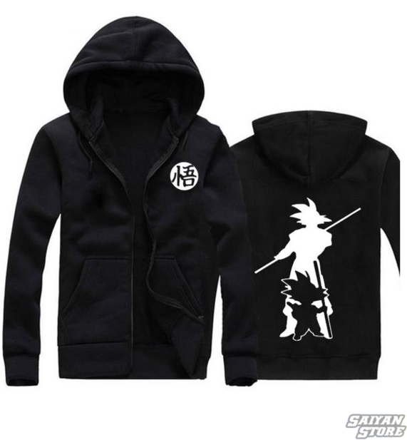 Adult Goku Kid Goku Black Zip Training Hoodie - Tesla Hoodie (600x653), Png Download