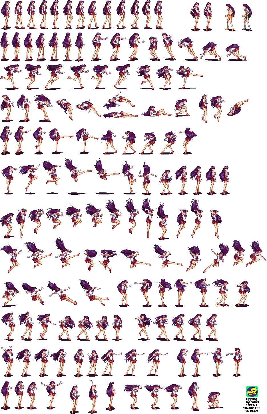 Click For Full Sized Image Sailor Mars - Sailor Moon Sprite Sheet (942x1467), Png Download