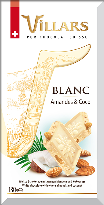 Villars Swiss White Chocolate With Almonds & Coconut - Шоколад Белый Villars С Миндалем И Кокосом (733x733), Png Download
