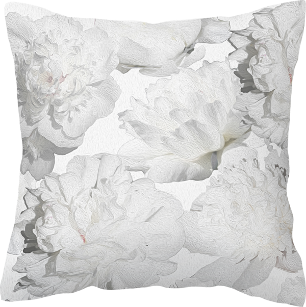 White Peonies - Cushion (600x602), Png Download