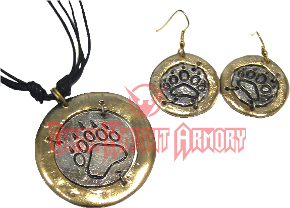 Brass And Silver Bear Claw Jewelry Set (581x581), Png Download