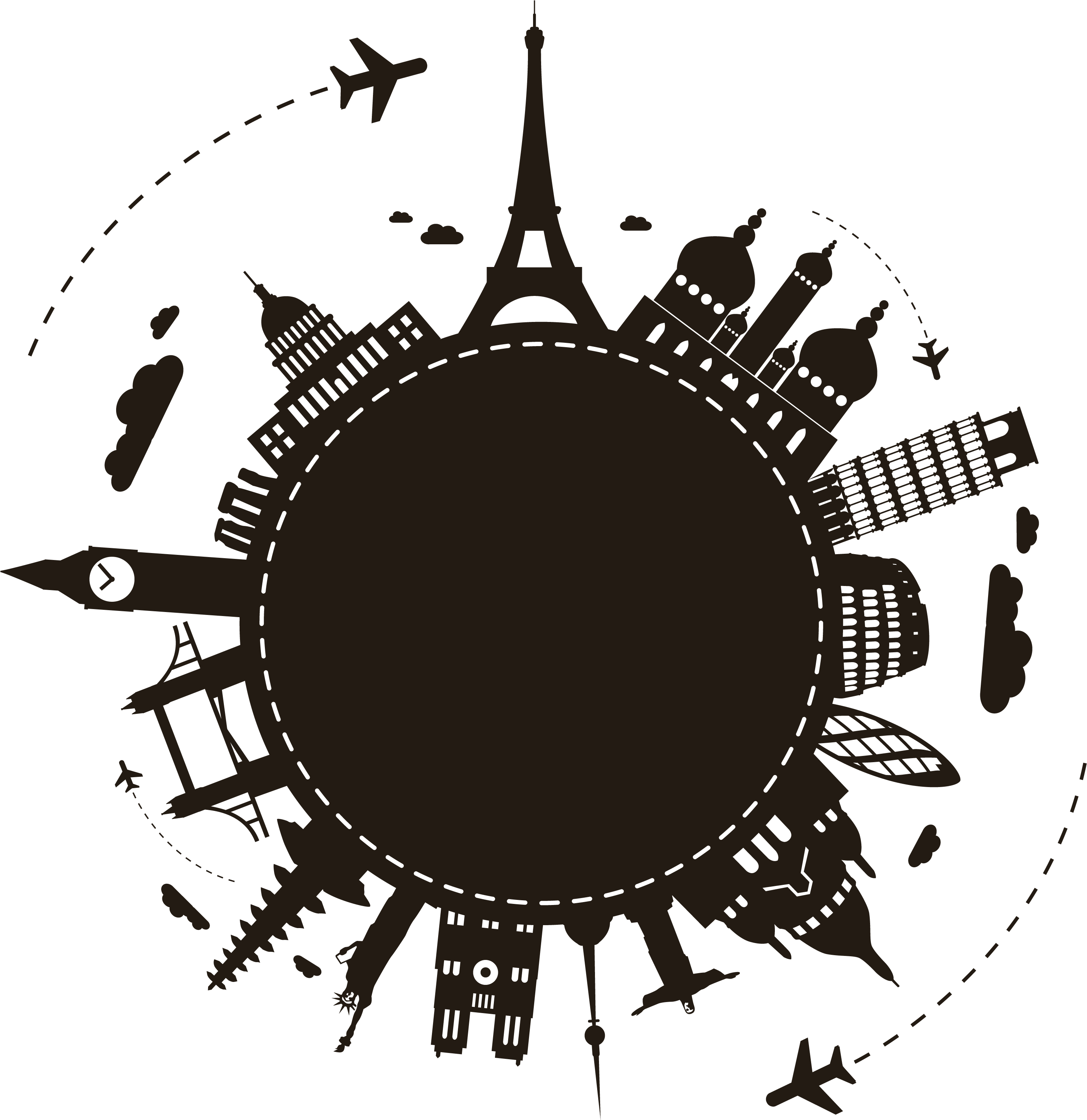 Silhouette Package Travel Agent Tour Earth Clipart - Silhouette Travel (3333x3333), Png Download