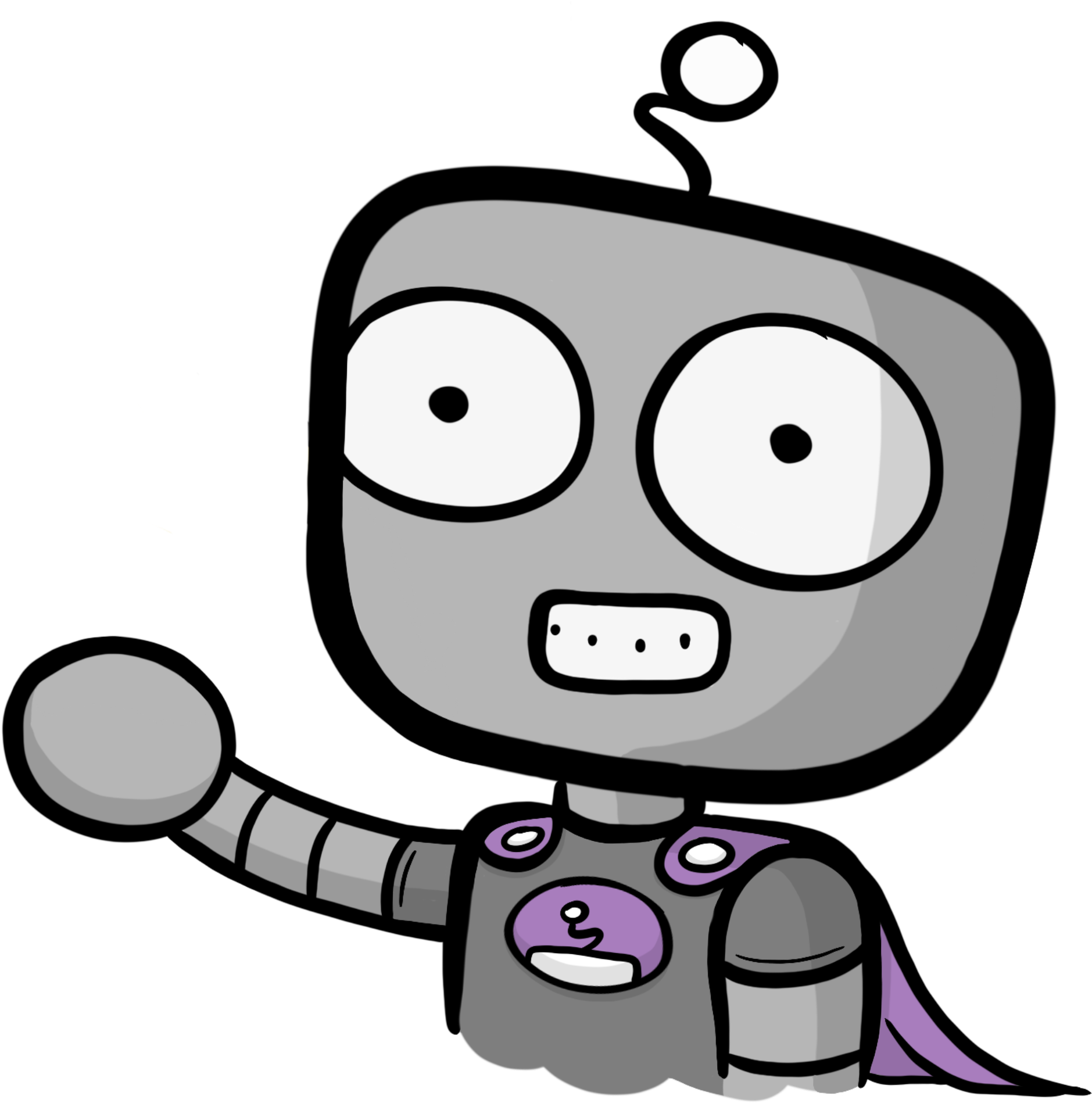Pcs Robot Wearing Purple Superhero Cape Smiling And - Robot (2048x2048), Png Download