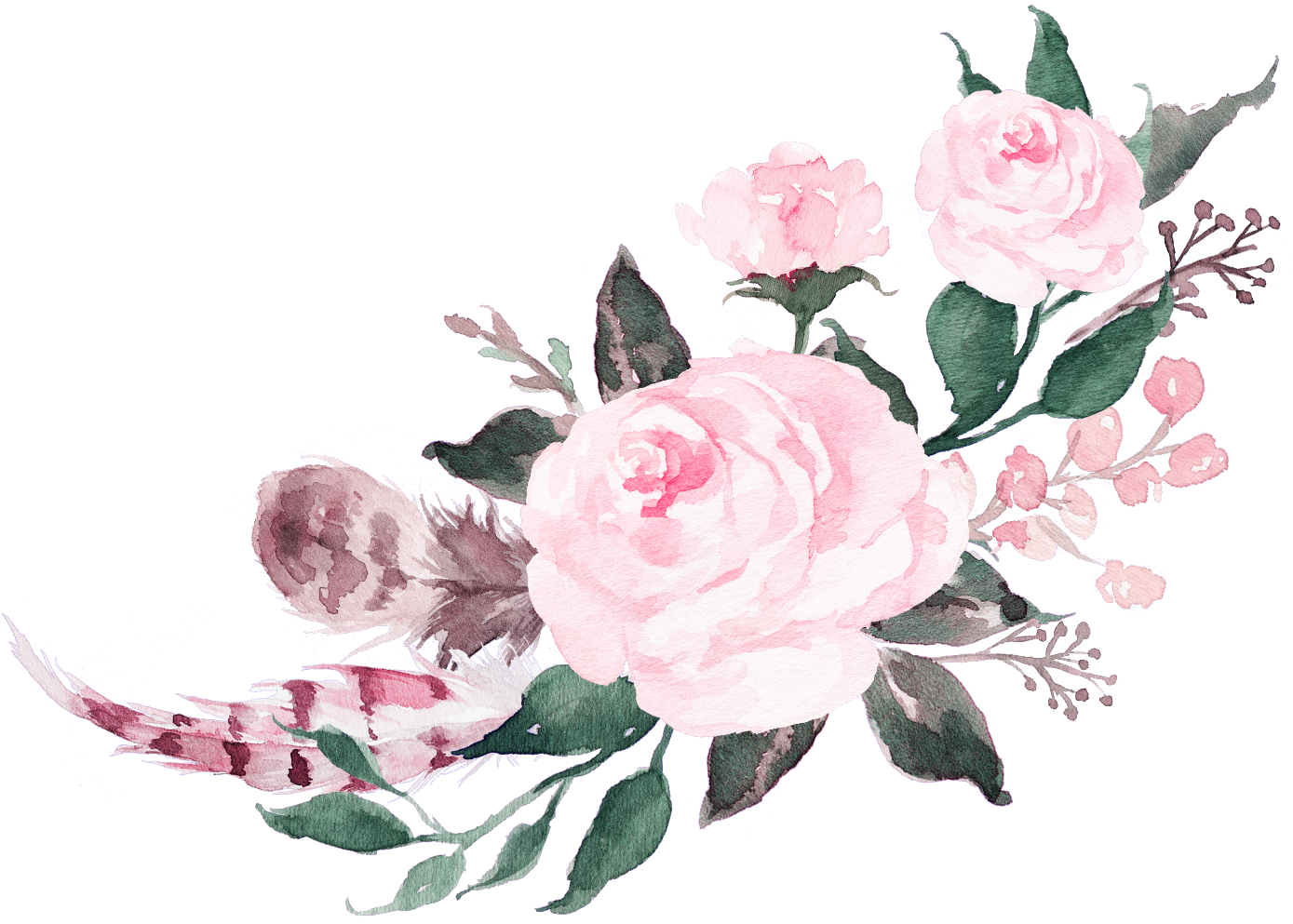 Report Abuse - Watercolor Pink Flowers (1438x1024), Png Download