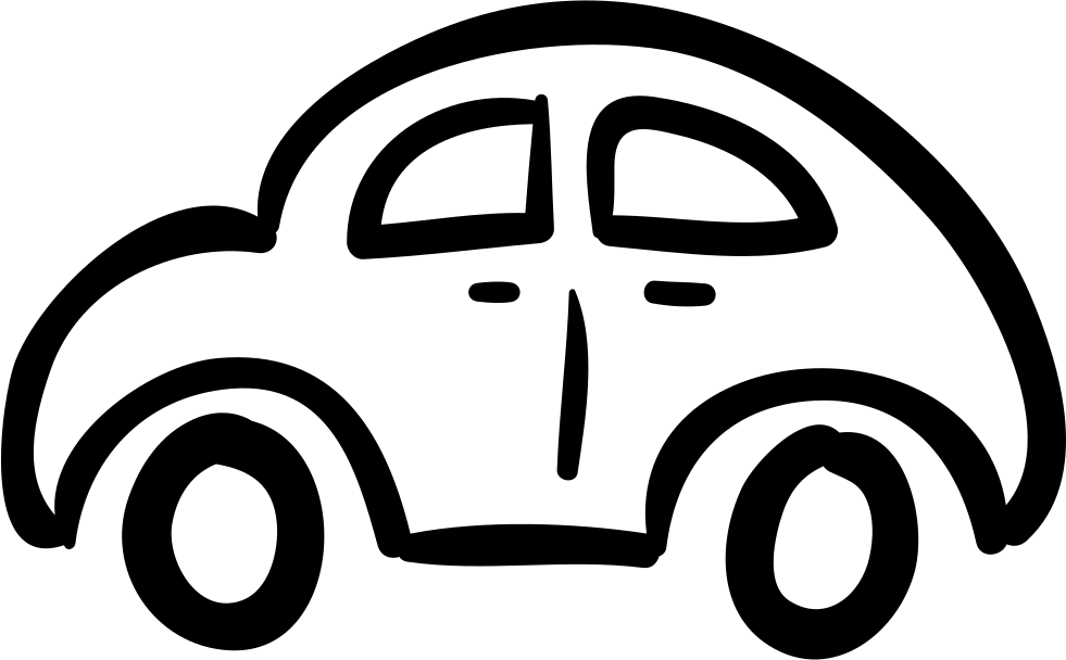 Car Hand Drawn Rounded Outlined Vehicle From Side View - Drawn Car Png (981x608), Png Download
