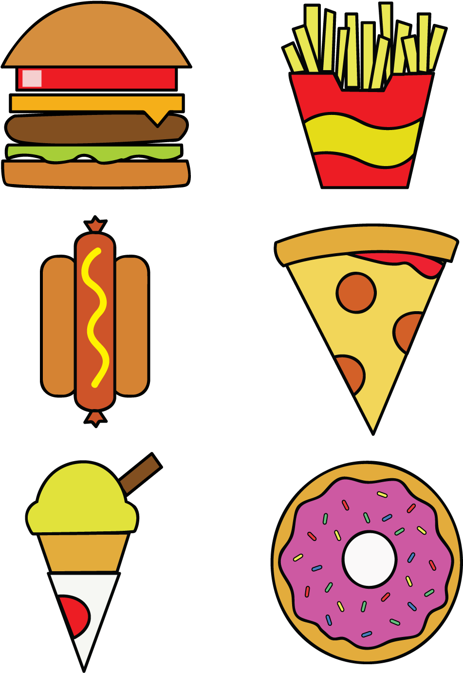 Free Fast Food Vector Graphics - Transparent Fast Food Vector (1200x1553), Png Download