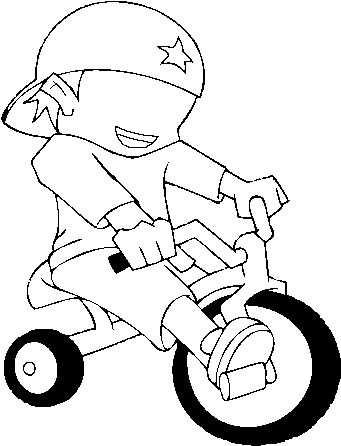 Boy On Tricycle Coloring Page - Cartoon Tricycle (600x470), Png Download