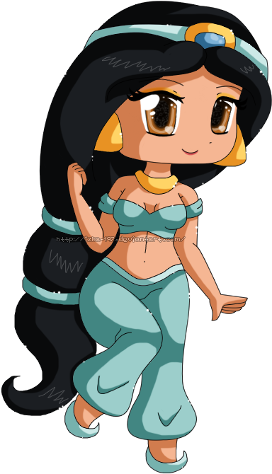 Chibi Jasmine By Izka-197 On Deviantart - Princess Disney Chibi Png (420x700), Png Download