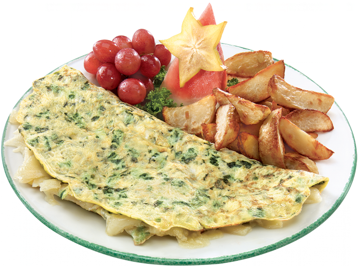 Cora's Spinach And Cheddar Omelette (1200x892), Png Download