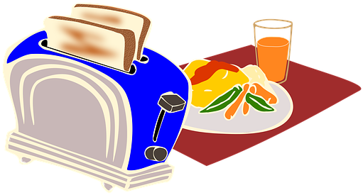 Breakfast Toaster Bread Omelette Kitchen D - โต๊ะ อาหาร การ์ตูน Png (526x340), Png Download