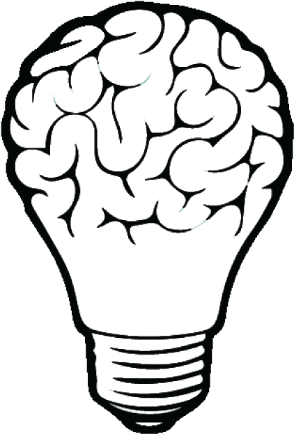 Incandescent Light Bulb Drawing Brain - Brain Vector (666x644), Png Download