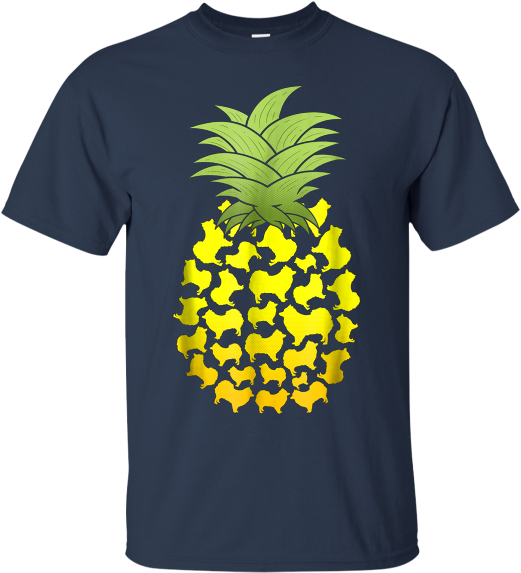 Tropical Pineapple Pomeranian T-shirt Pompom Pom Tumbleweed - T-shirt (1155x1155), Png Download