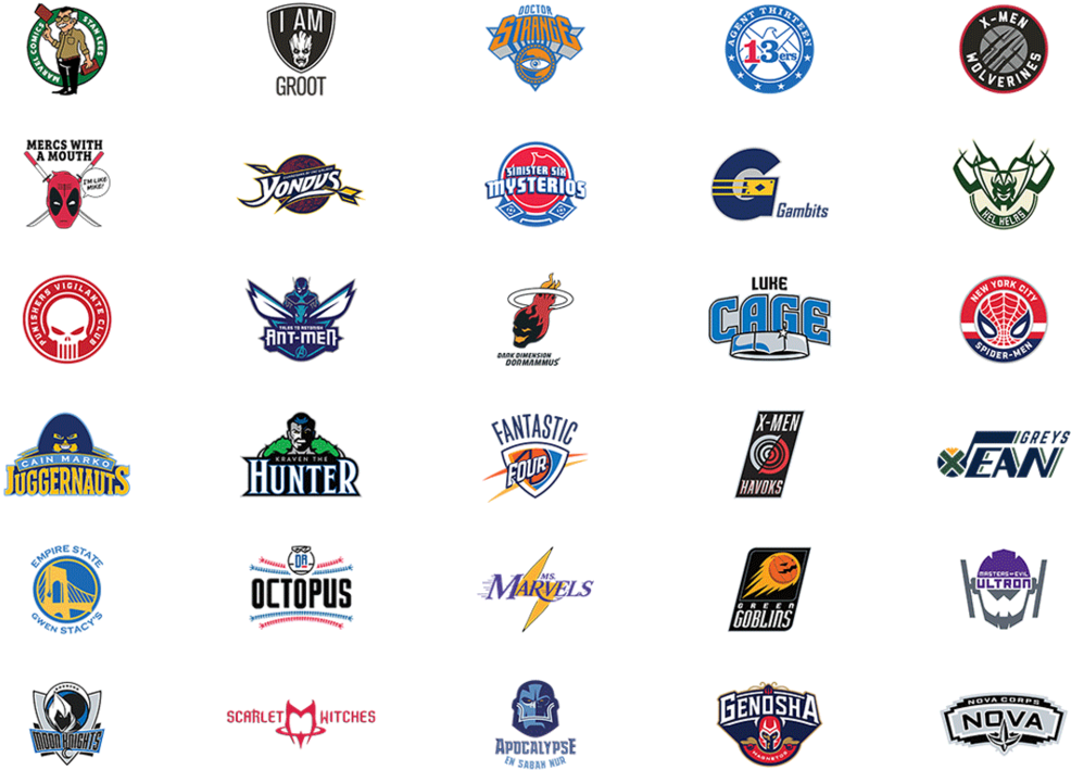 Marvel, Nba Logos - New Nba Logos 2018 (1000x719), Png Download