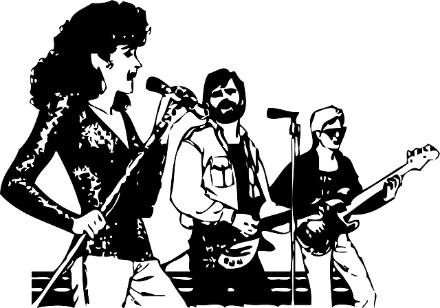 Music, Outline, People, Singing, Musical, Guitar, Group - Music Group Clip Art (640x448), Png Download