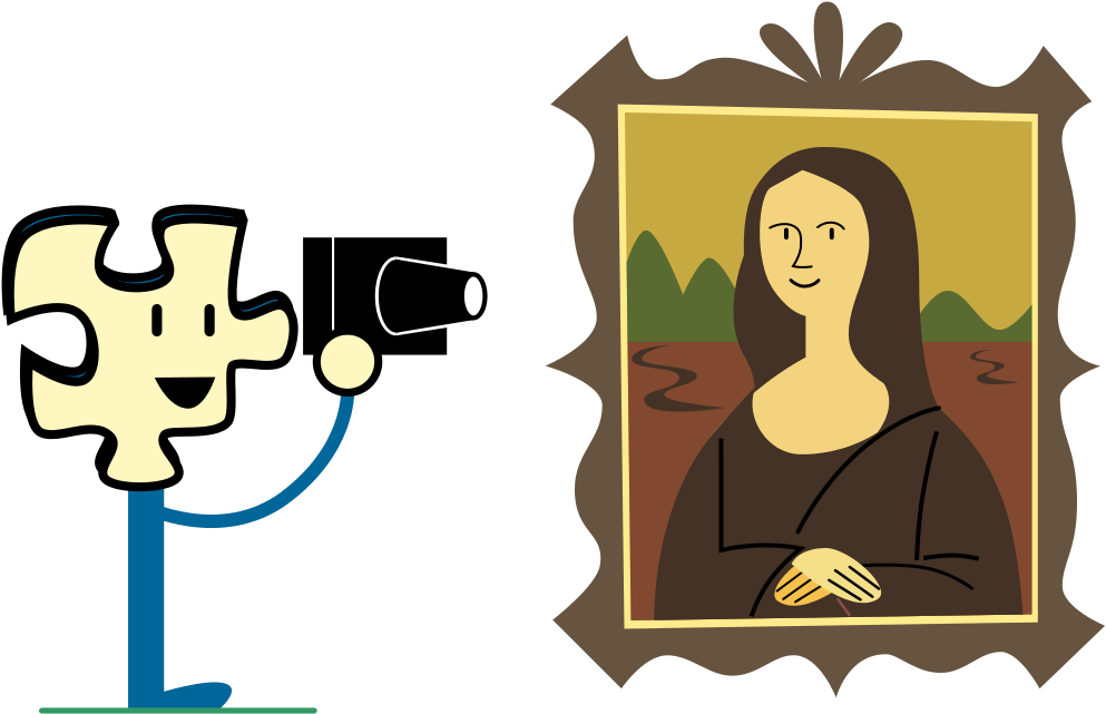 Puzzly Taking A Photo Of The Mona Lisa - Mona Lisa Art Clipart (1024x724), Png Download